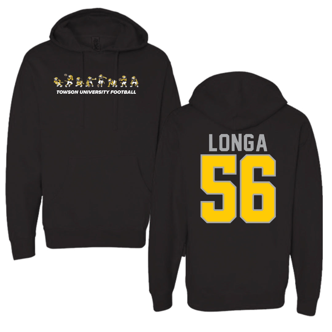 Towson University Football Black Cartoon Doc Team Hoodie - #56 Matthieu Longa