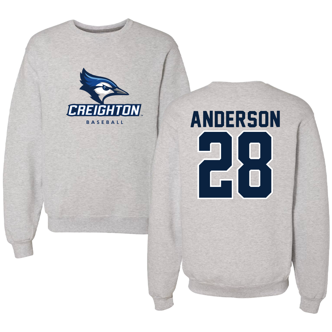 Creighton University Baseball Gray Crewneck - #28 Nate Anderson
