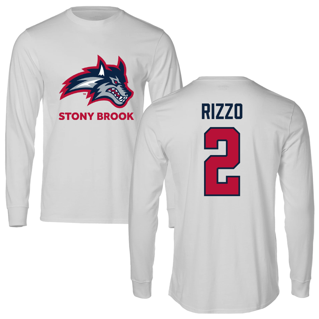 Stony Brook University Baseball Light Gray Performance Long Sleeve - #2 Nicholas Rizzo