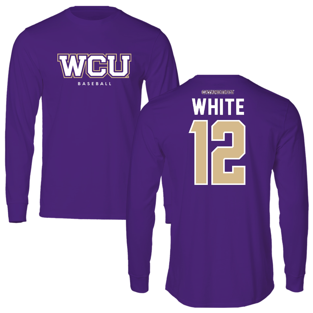 Western Carolina University Baseball Royal Purple Performance Long Sleeve - #12 Ryan White