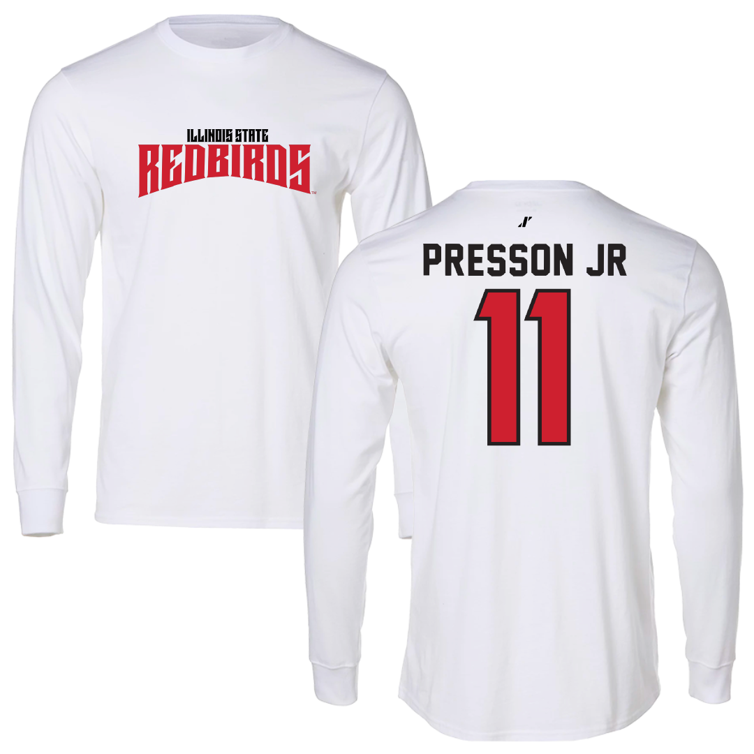 Illinois State University Football White Classic Performance Long Sleeve - #11 Scotty Presson Jr
