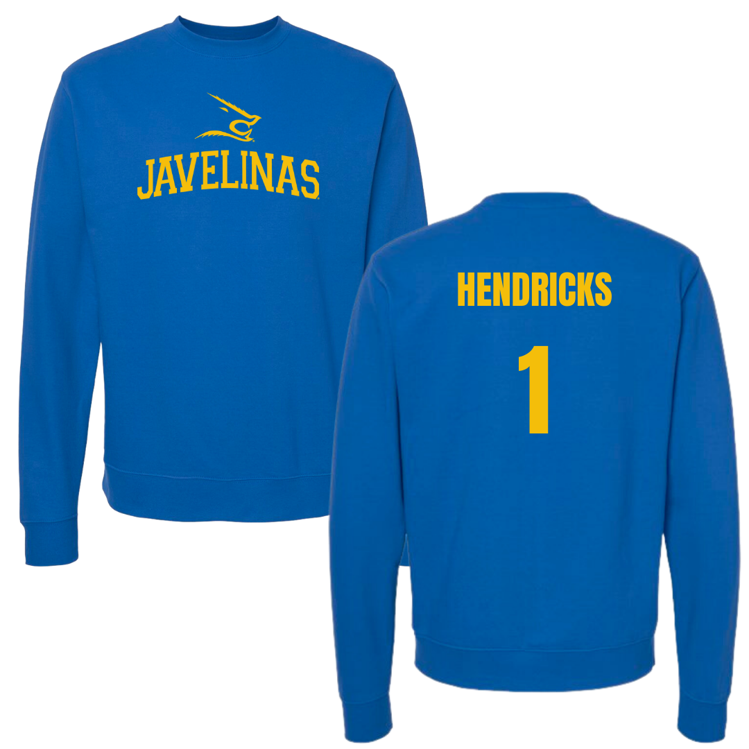 Texas A&M University-Kingsville Football Blue Crewneck - #1 Demarcus Hendricks