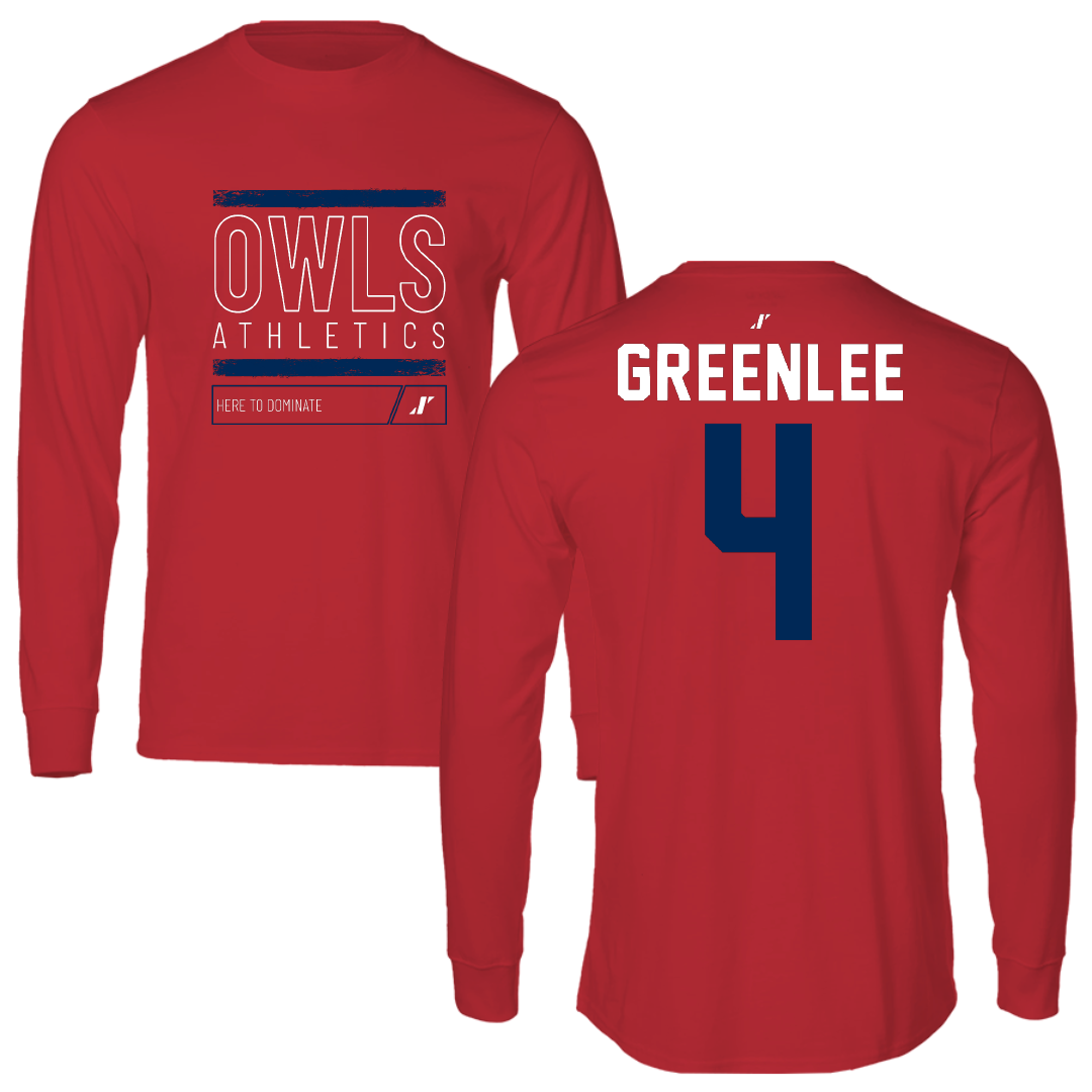 Florida Atlantic University Basketball Red Dominate Long Sleeve - #4 Bryan Greenlee