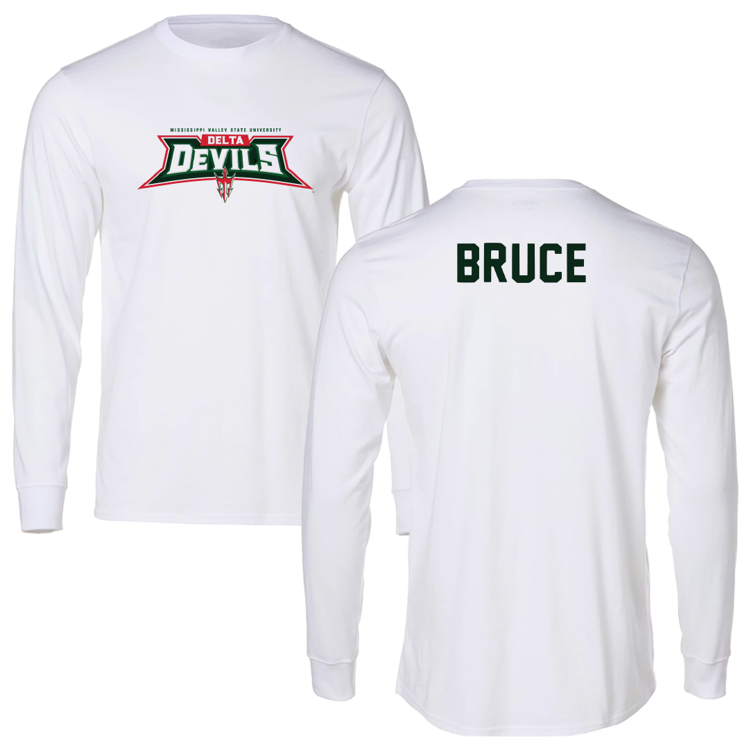 Mississippi Valley State University TF and XC White Performance Long Sleeve - Samara Bruce