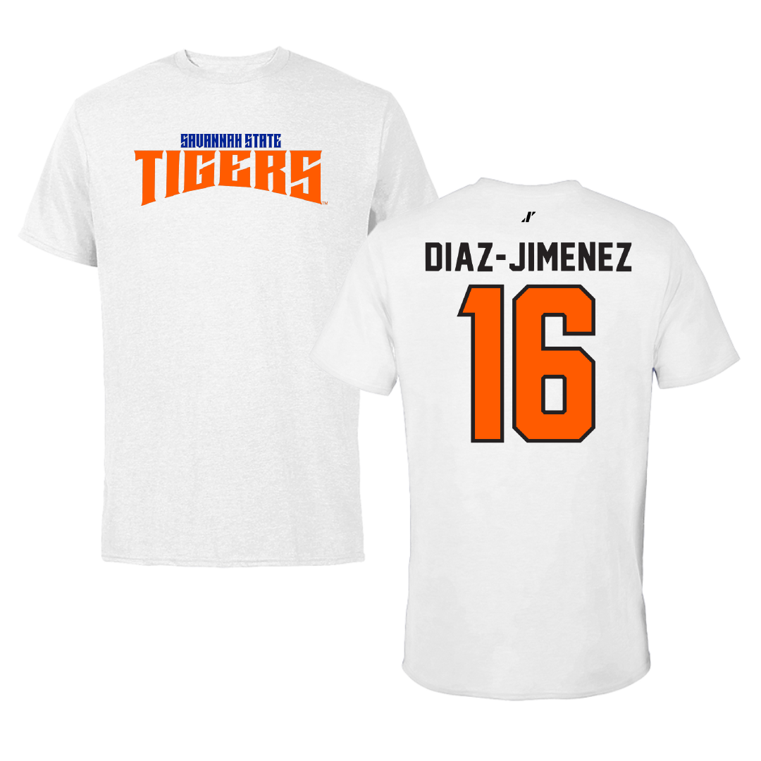 Savannah State University Softball White Classic Performance Tee - #16 Ariadna Diaz-Jimenez