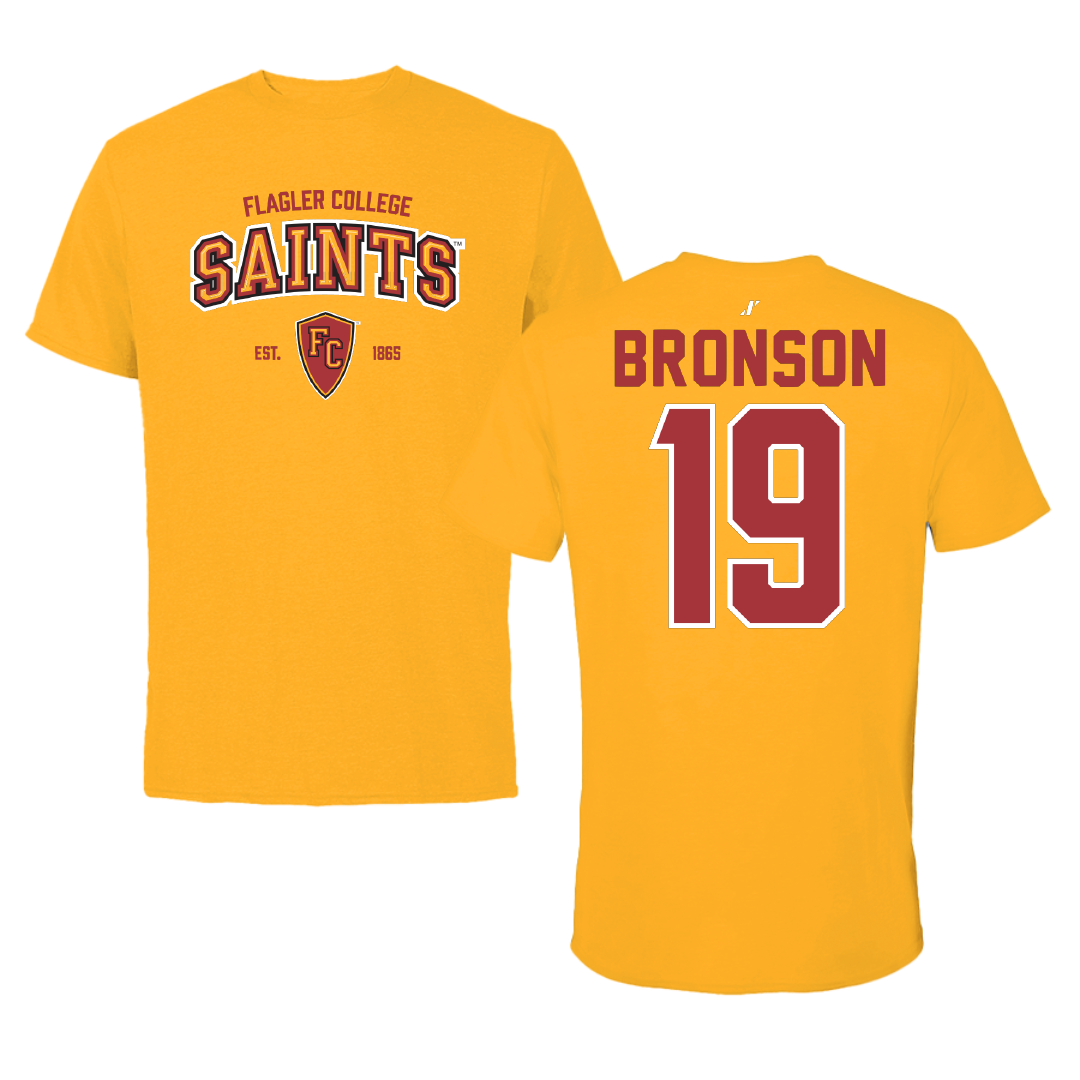 Flagler College Baseball Gold General Performance Tee - #19 Broc Bronson