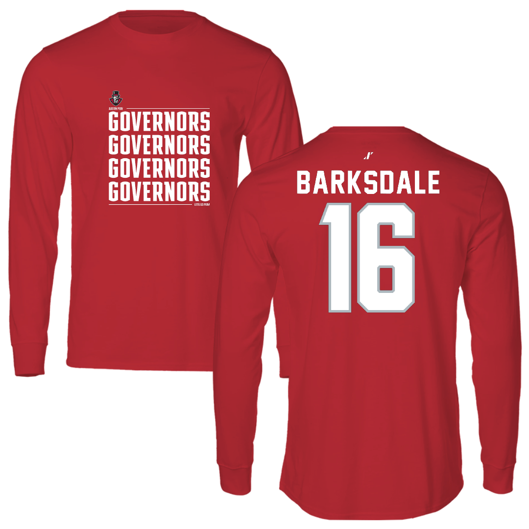 Austin Peay State University Baseball Red General Long Sleeve - #16 Nathan Barksdale