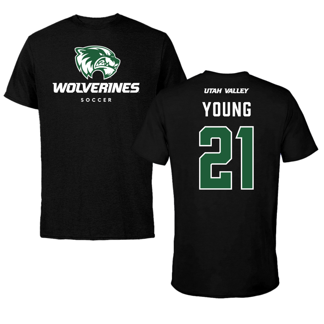 Utah Valley University Soccer Black Mascot Performance Tee - #21 Elle Young