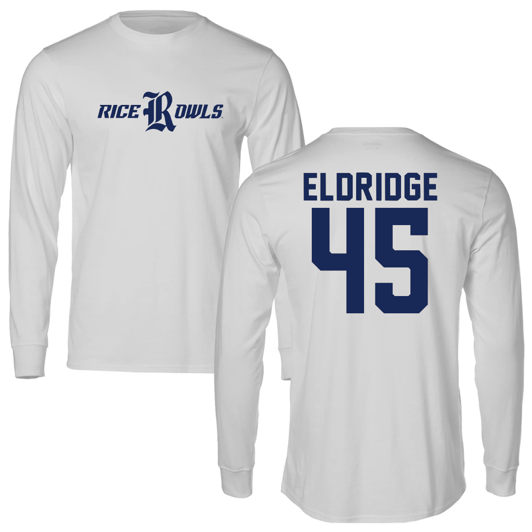 Rice University Baseball Light Gray Performance Long Sleeve - #45 Barrett Eldridge