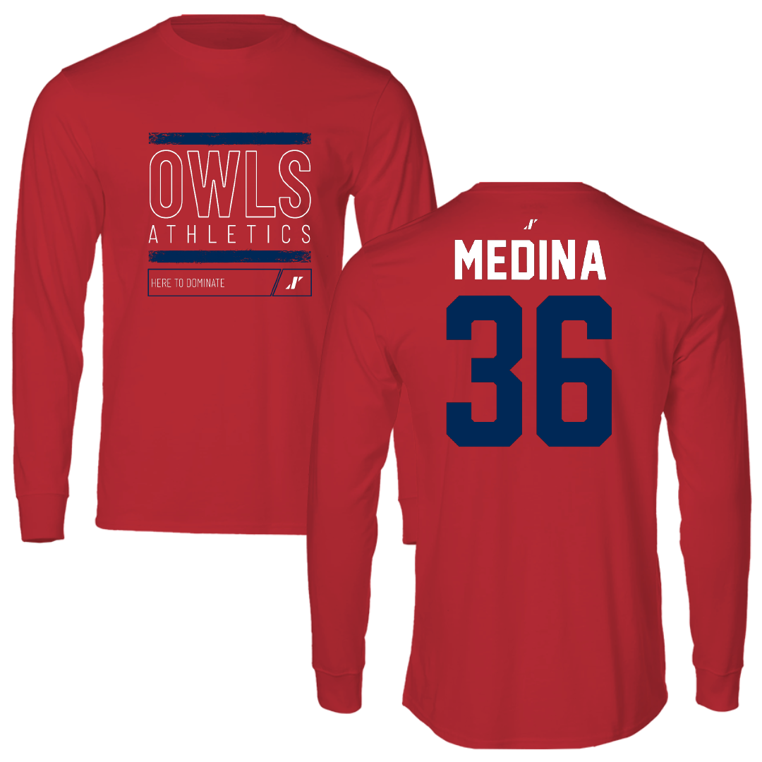 Florida Atlantic University Baseball Red Dominate Long Sleeve - #36 Phoenix Medina