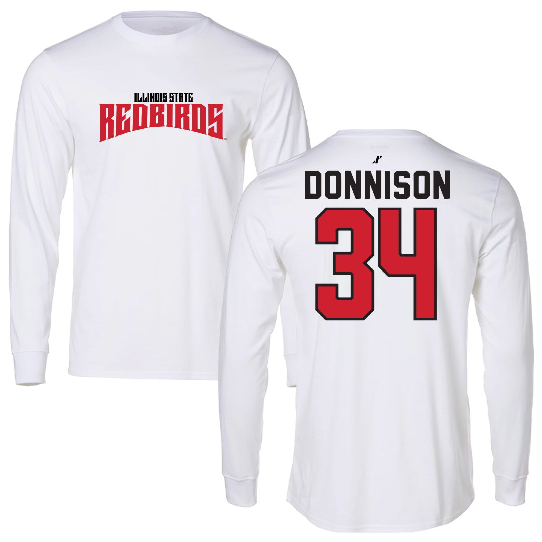 Illinois State University Baseball White Classic Long Sleeve - #34 Matthew Donnison