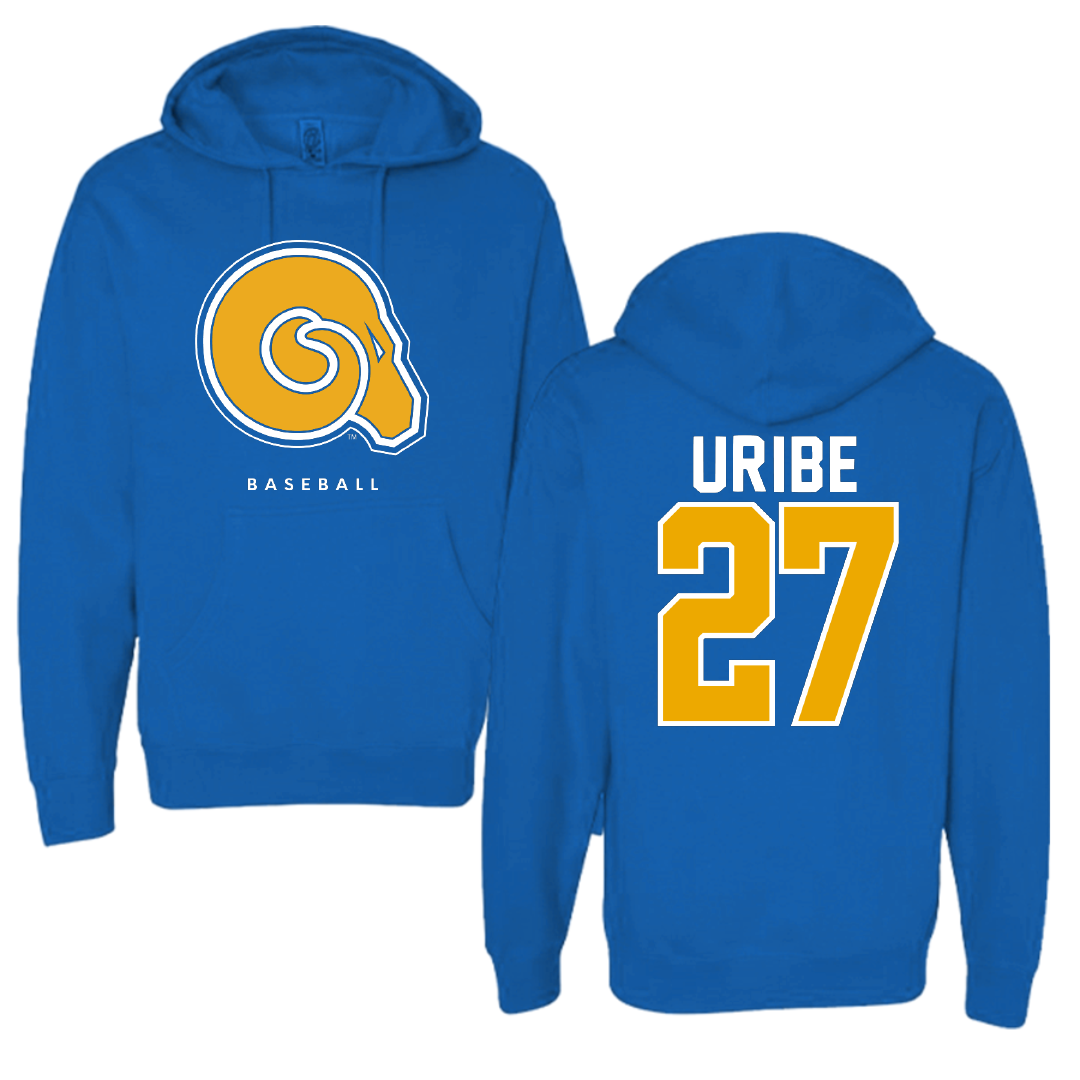 Albany State University Baseball Blue Hoodie - #27 Mylon Uribe