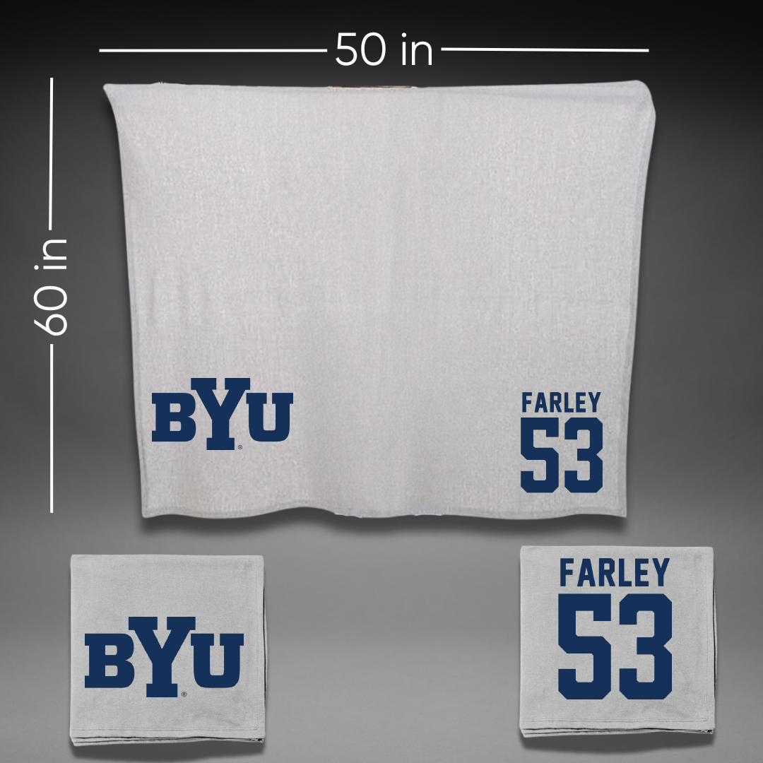 Brigham Young University Baseball Gray Blanket - #53 Ziegen Farley