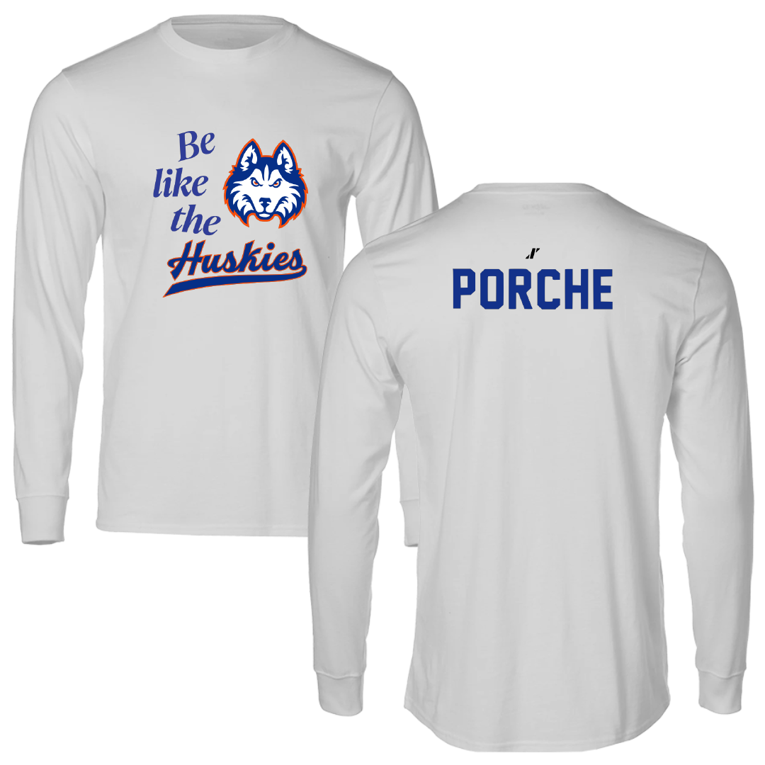 Houston Christian University Baseball Light Gray Be Like Us Long Sleeve - #35 Ryan Porche