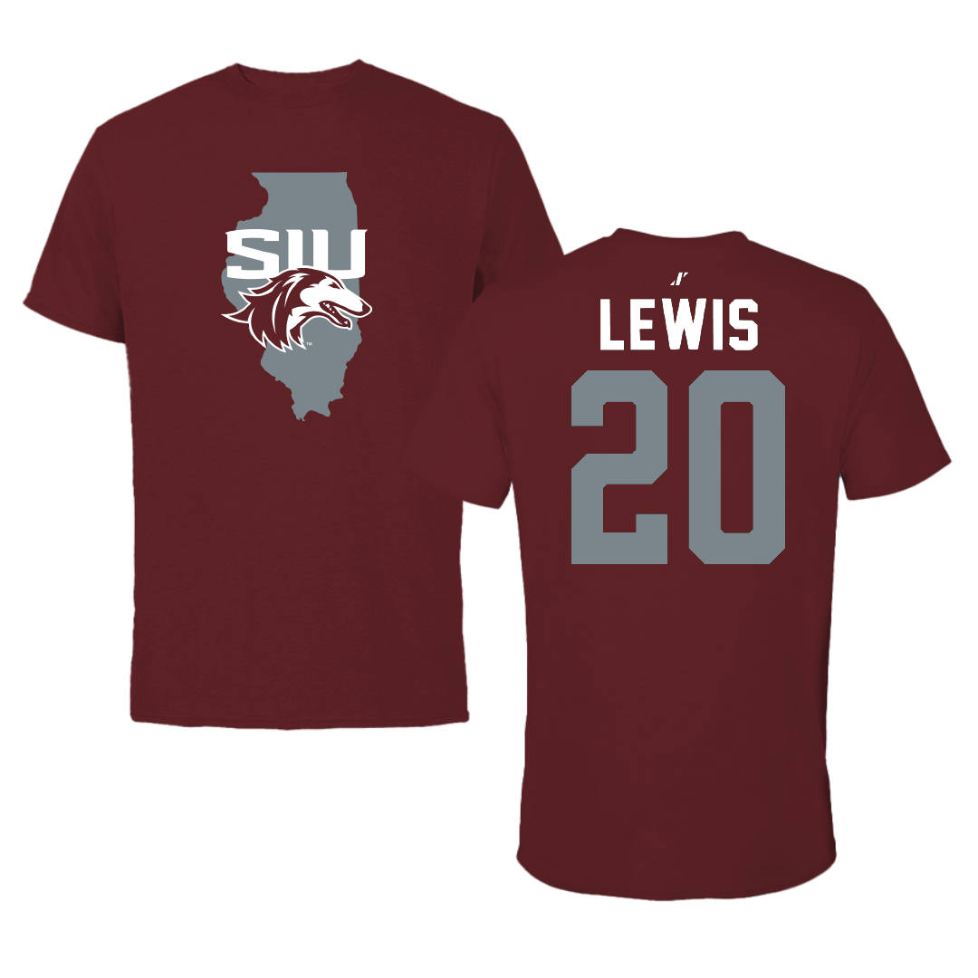 Southern Illinois University at Carbondale Baseball Maroon State Tee - #20 Tate Lewis