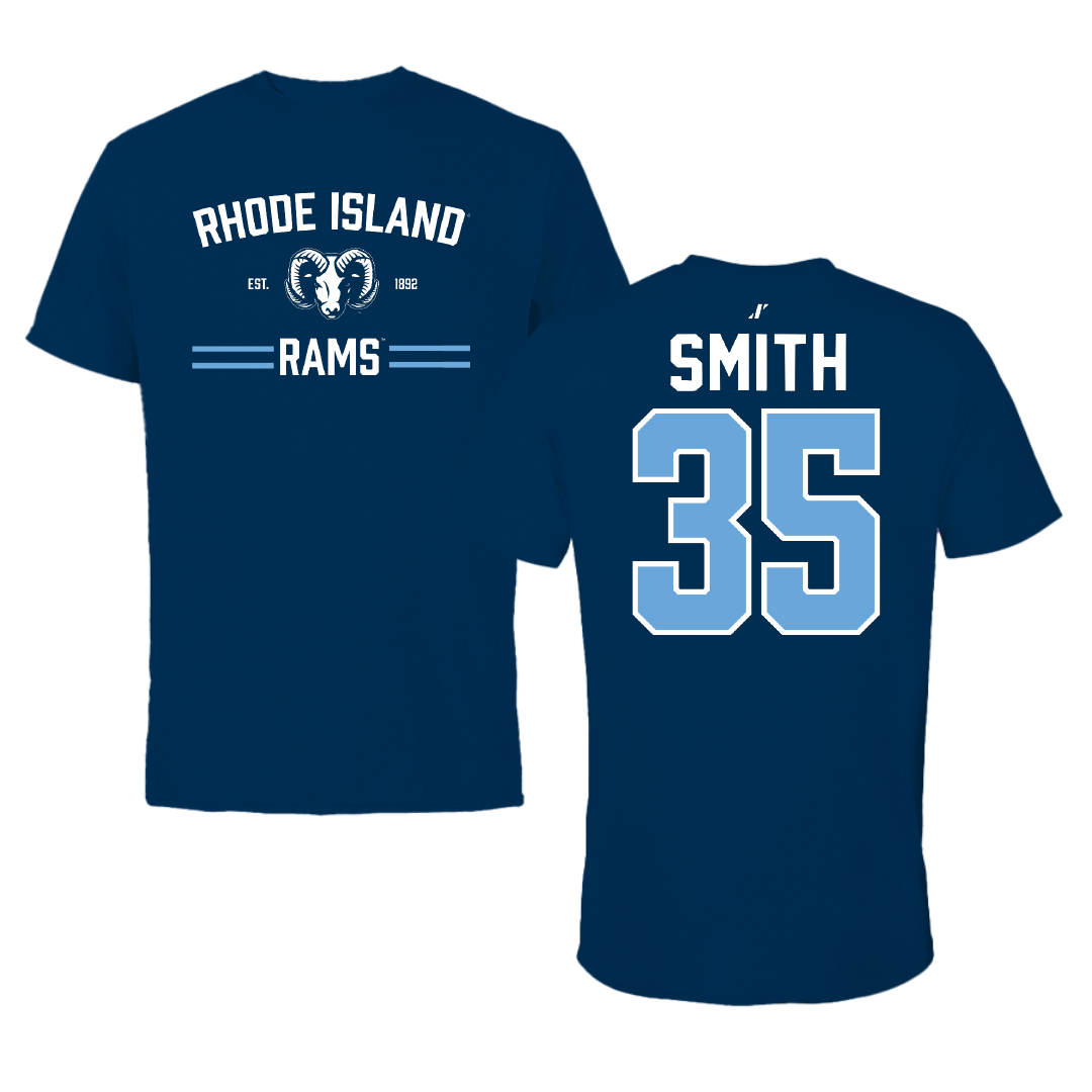 University of Rhode Island Basketball Navy General Performance Tee - #35 Jameson Smith
