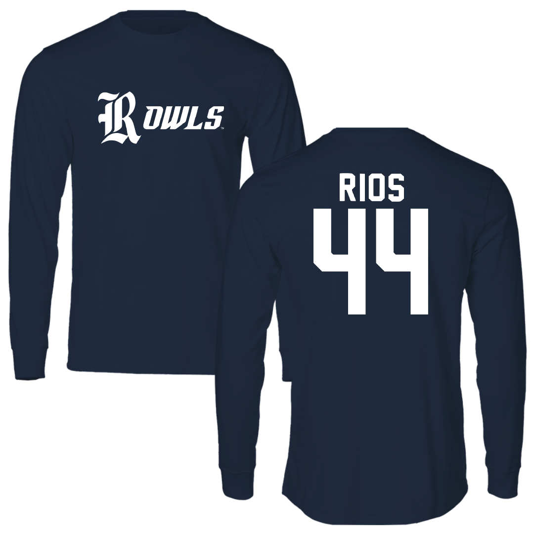 Rice University Baseball Navy Long Sleeve - #44 Lorenzo Rios