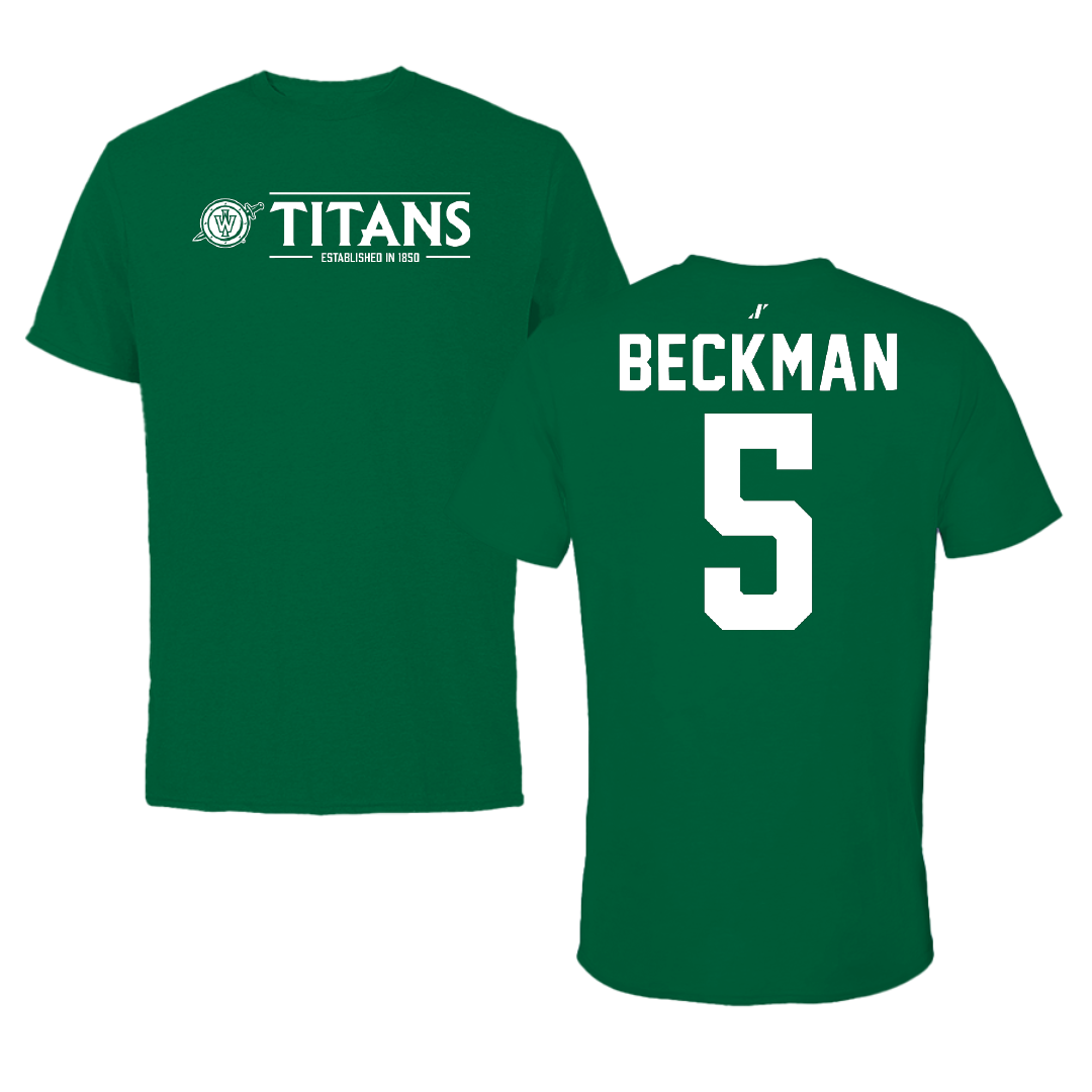 Illinois Wesleyan University Softball Green General Performance Tee - #5 Anna Beckman