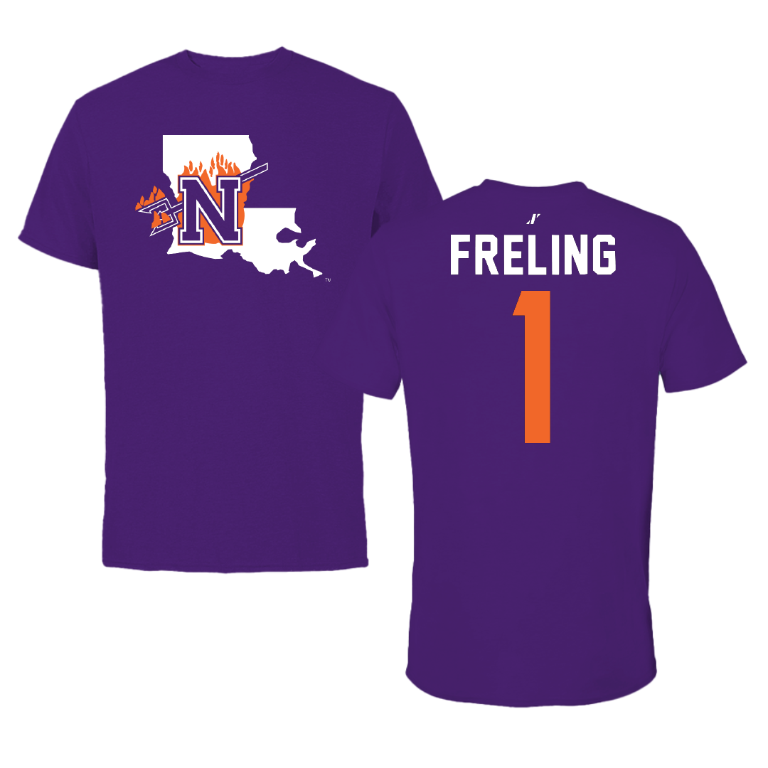 Northwestern State University Volleyball Purple State Performance Tee - #1 Lorelei Freling