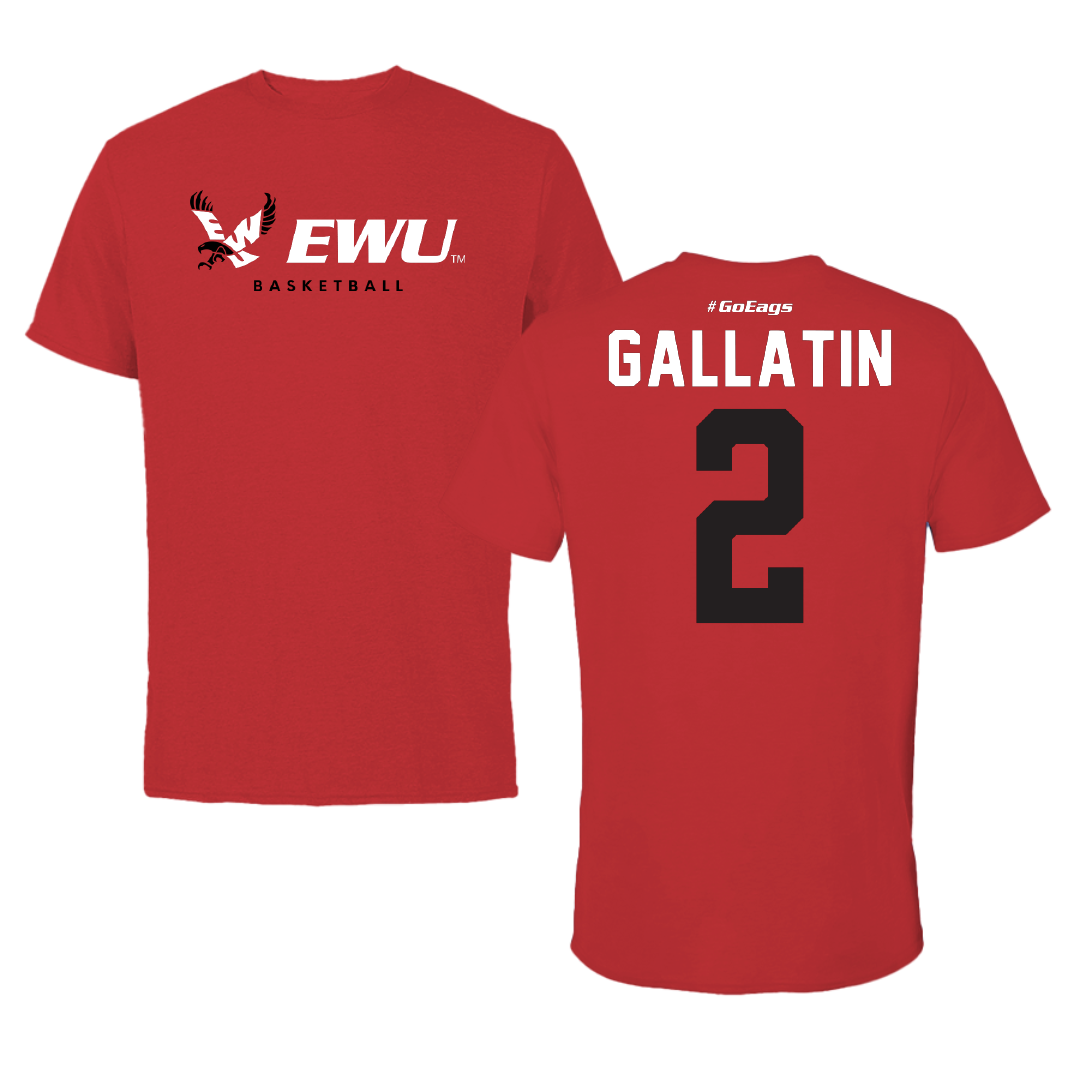 Eastern Washington University Basketball Red Block Performance Tee - #2 Ella Gallatin