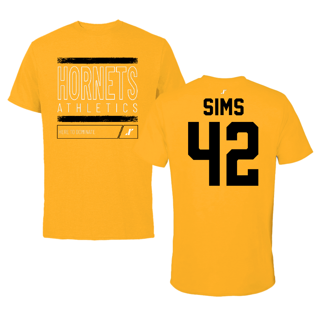 Alabama State University Football Gold Dominate Tee - #42 Tashaun Sims