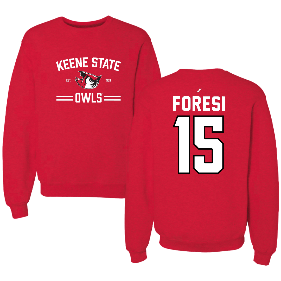 Keene State College Lacrosse Red General Crewneck - #15 Sebastian Foresi