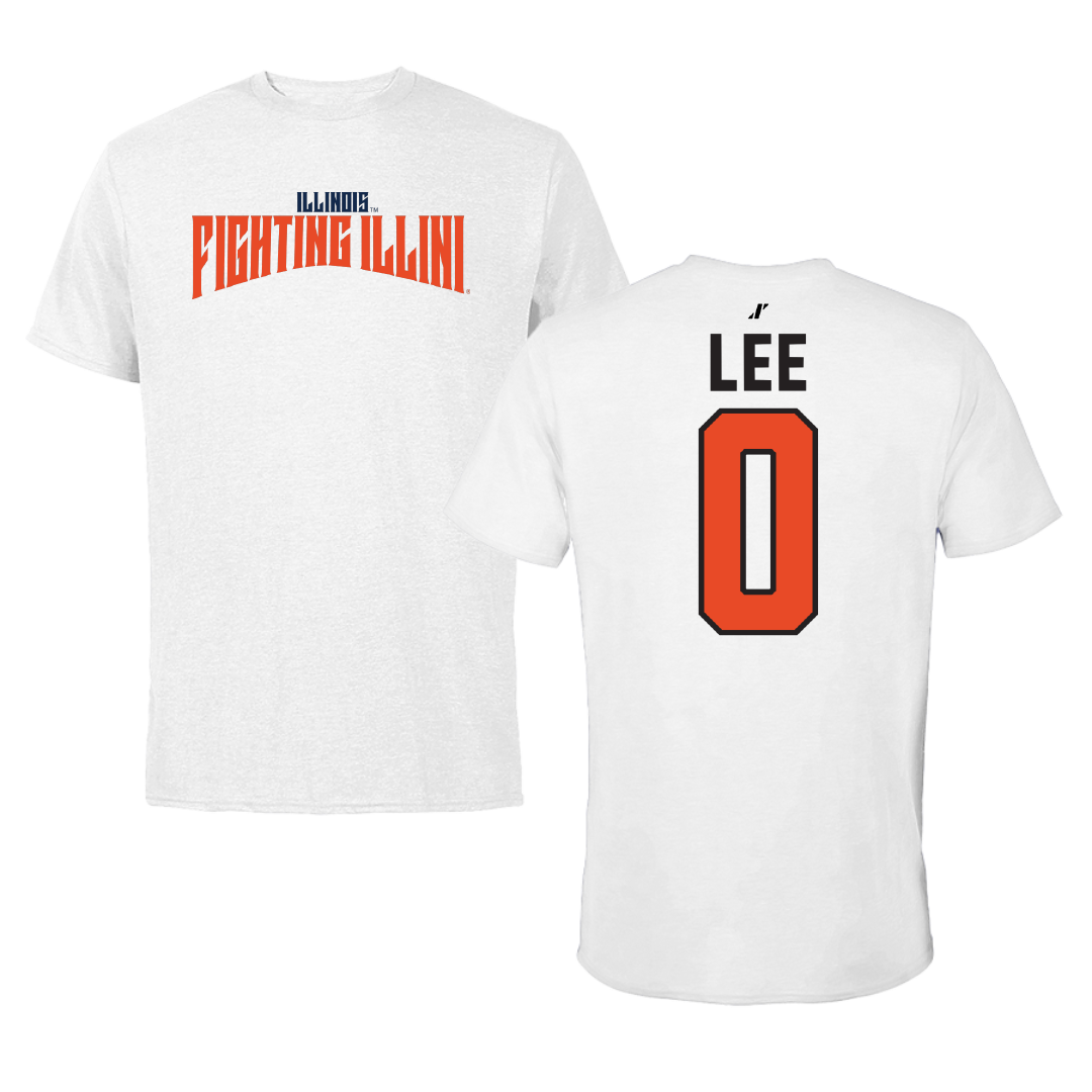 University of Illinois Soccer White Classic Tee - #0 Izzy Lee