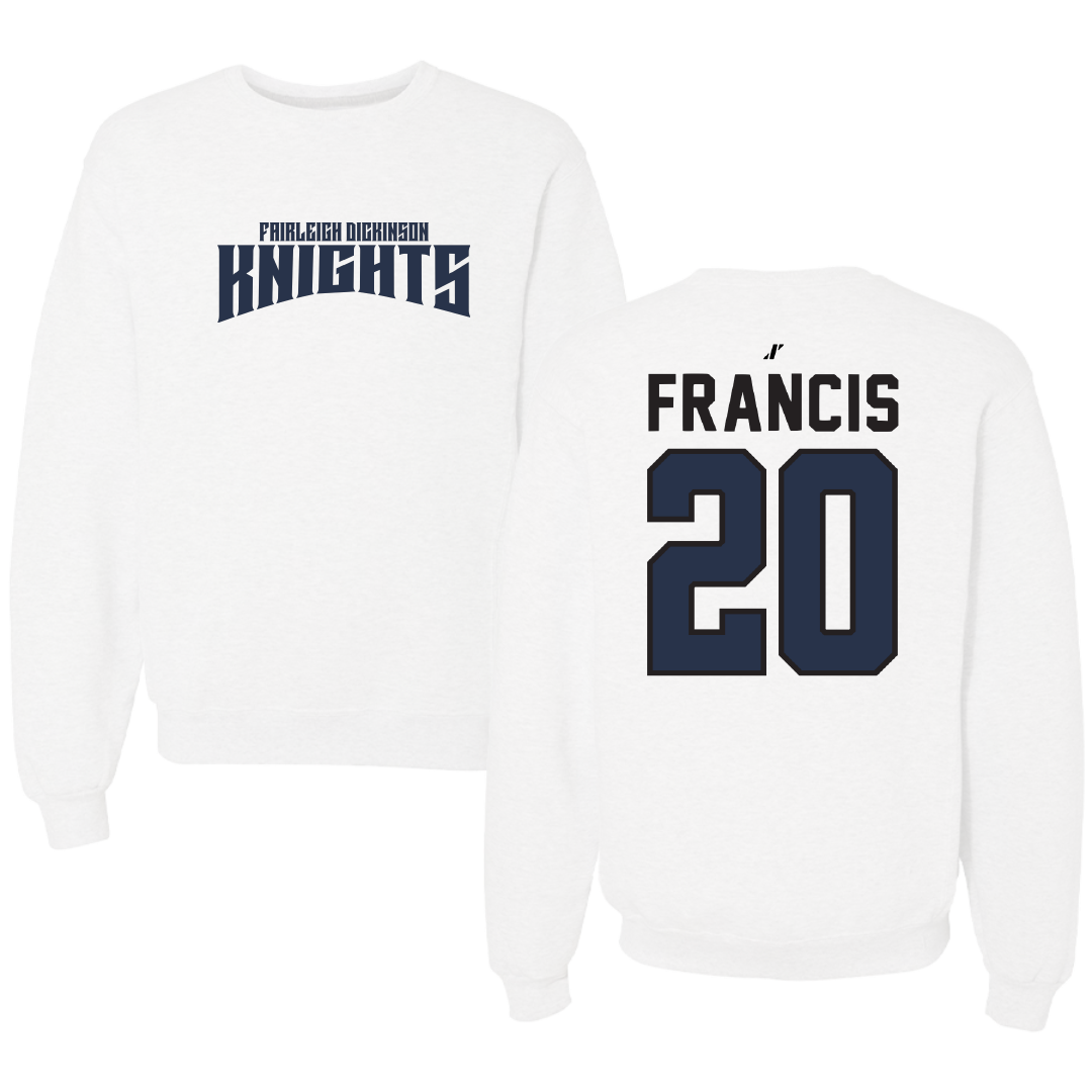 Fairleigh Dickinson University-Metropolitan Campus Basketball White Classic Crewneck - #20 Davin Francis