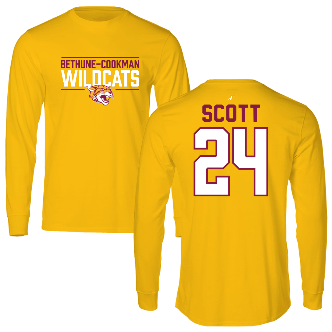 Bethune-Cookman University Softball Gold General Performance Long Sleeve - #24 Brooklyn Scott