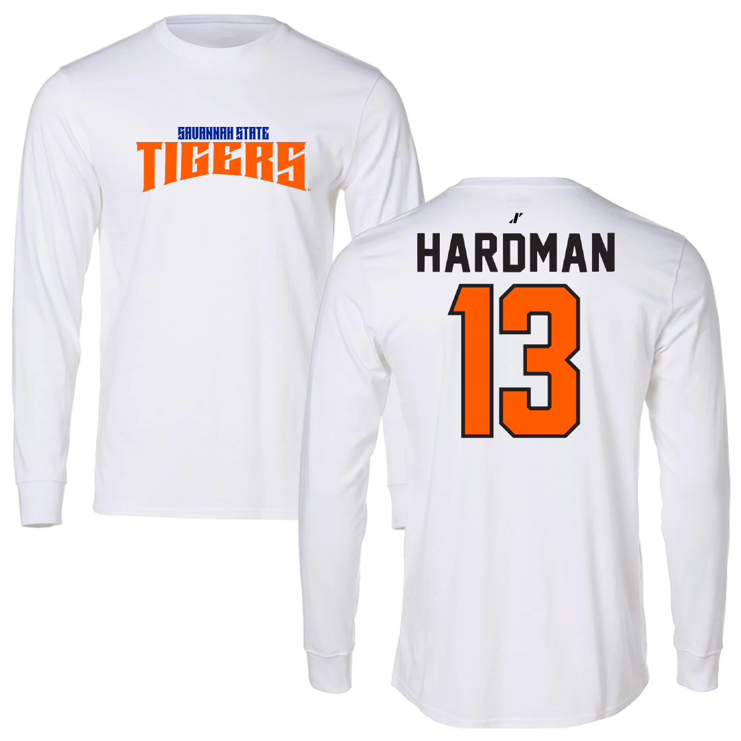 Savannah State University Baseball White Classic Long Sleeve - #13 Jacob Hardman