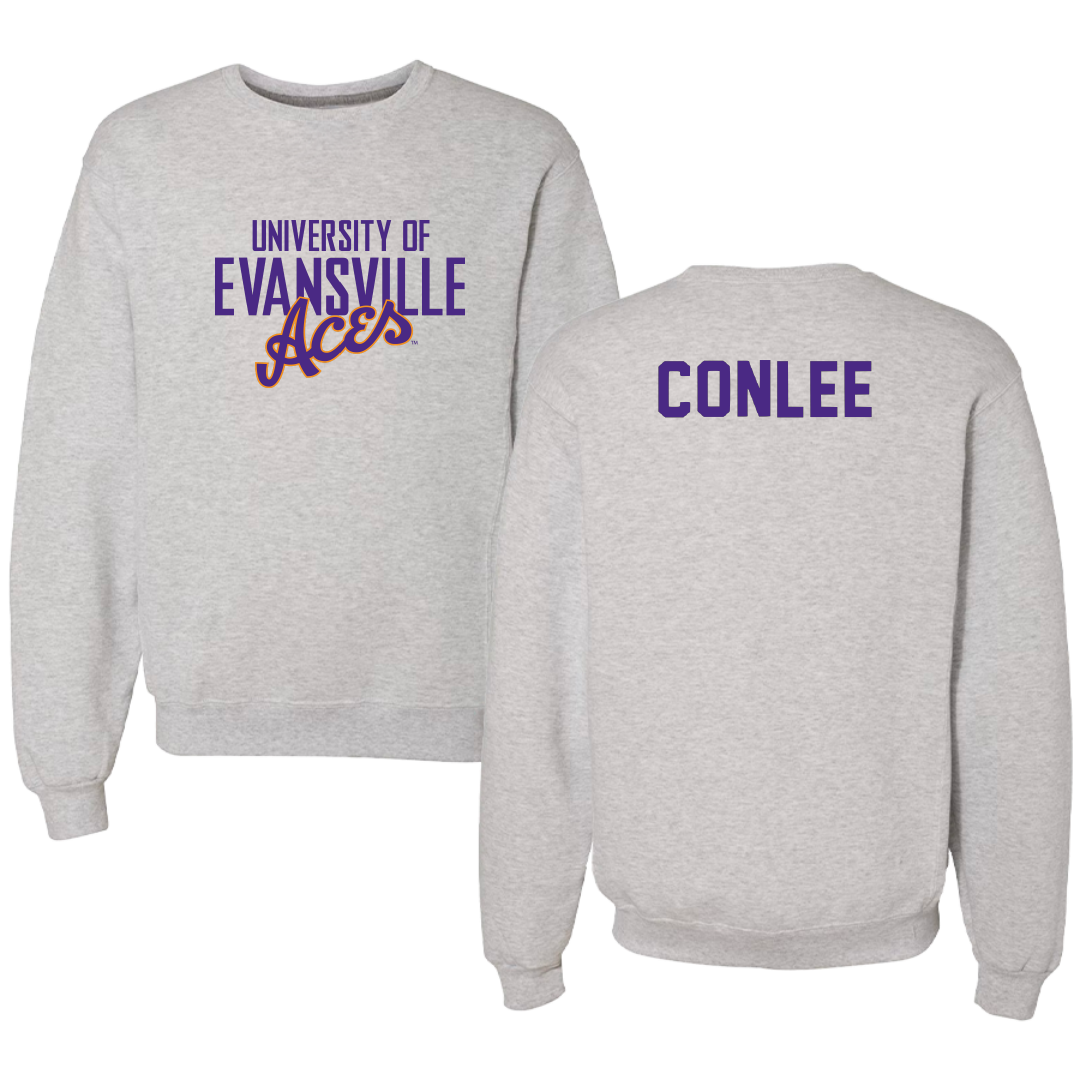 University of Evansville Golf Light Gray Crewneck - Bryce Conlee