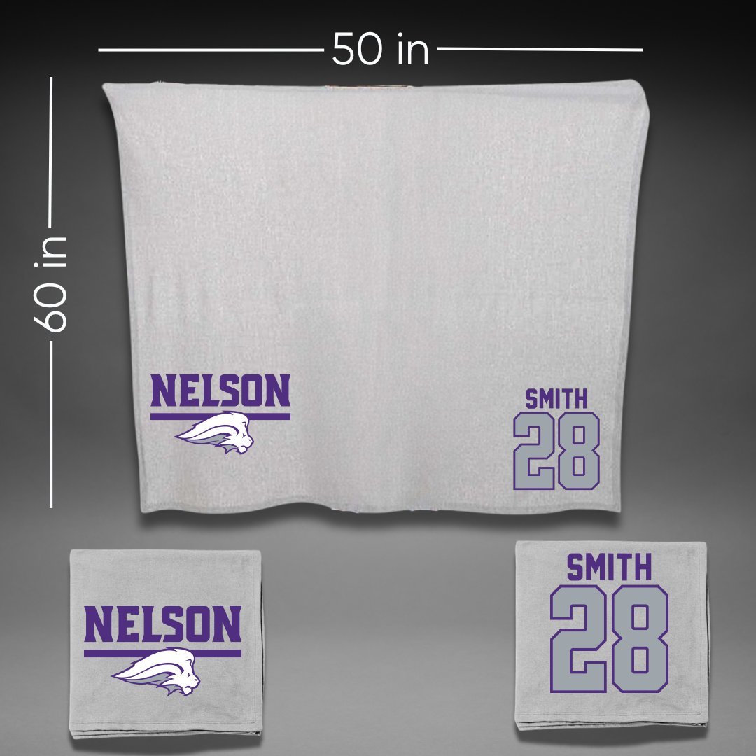 Nelson University Soccer Gray Blanket - #28 Michael Smith