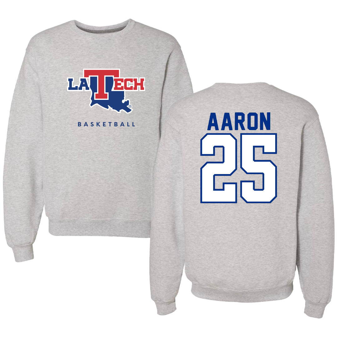 Louisiana Tech University Basketball Gray Crewneck - #25 Averi Aaron