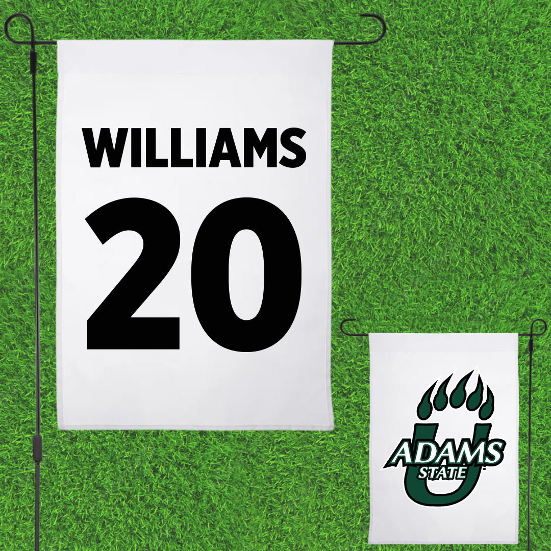 Adams State University Basketball White Garden Flag - #20 Luke Williams