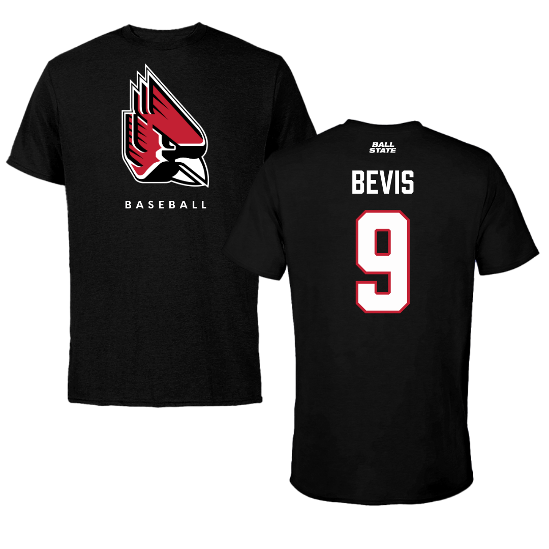 Ball State University Baseball Black Performance Tee - #9 Blake Bevis