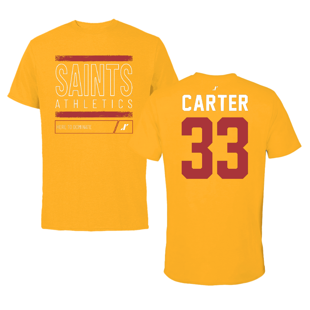 Flagler College Basketball Gold Dominate Tee - #33 Jack Carter