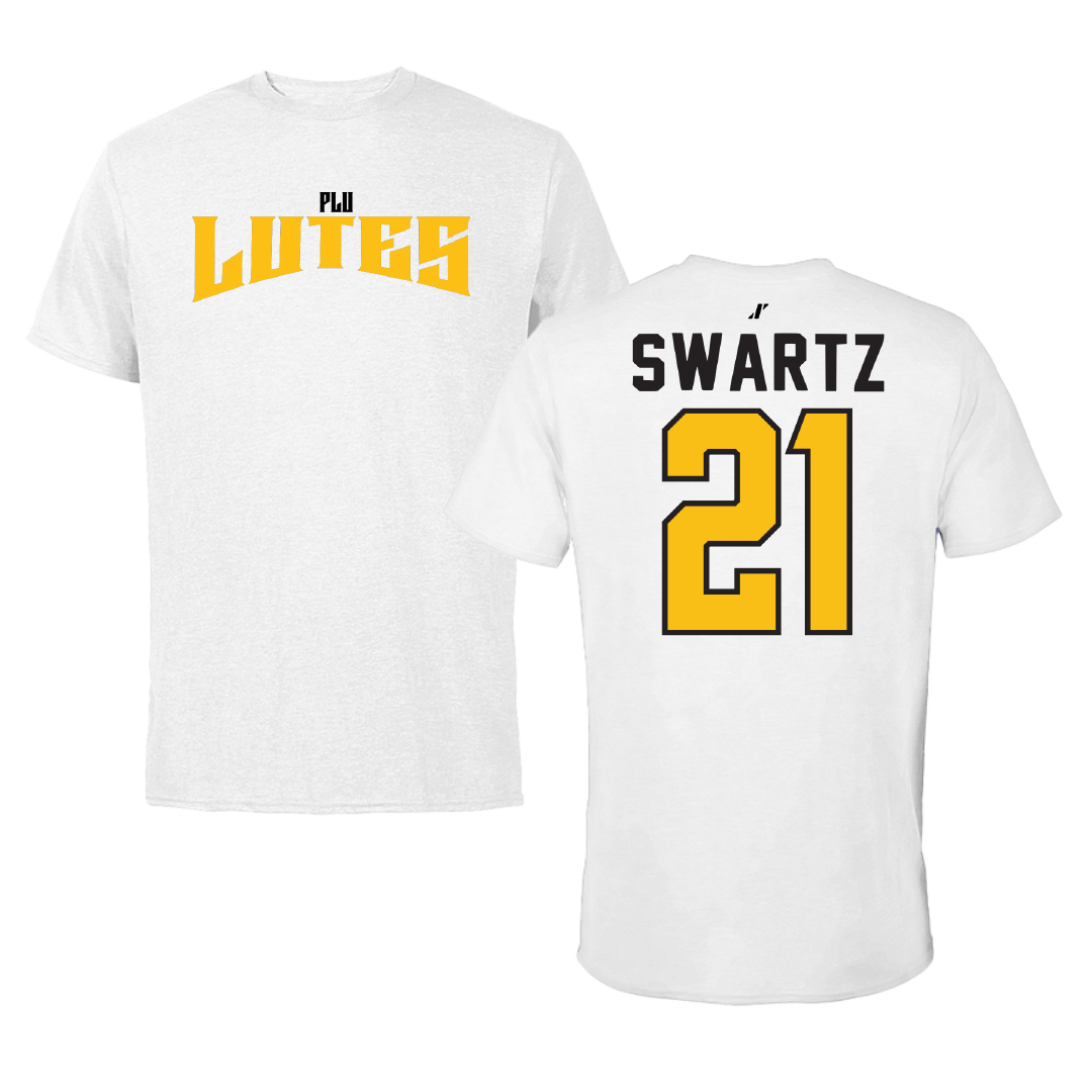 Pacific Lutheran University Baseball White Classic Tee - #21 Kamryn Swartz