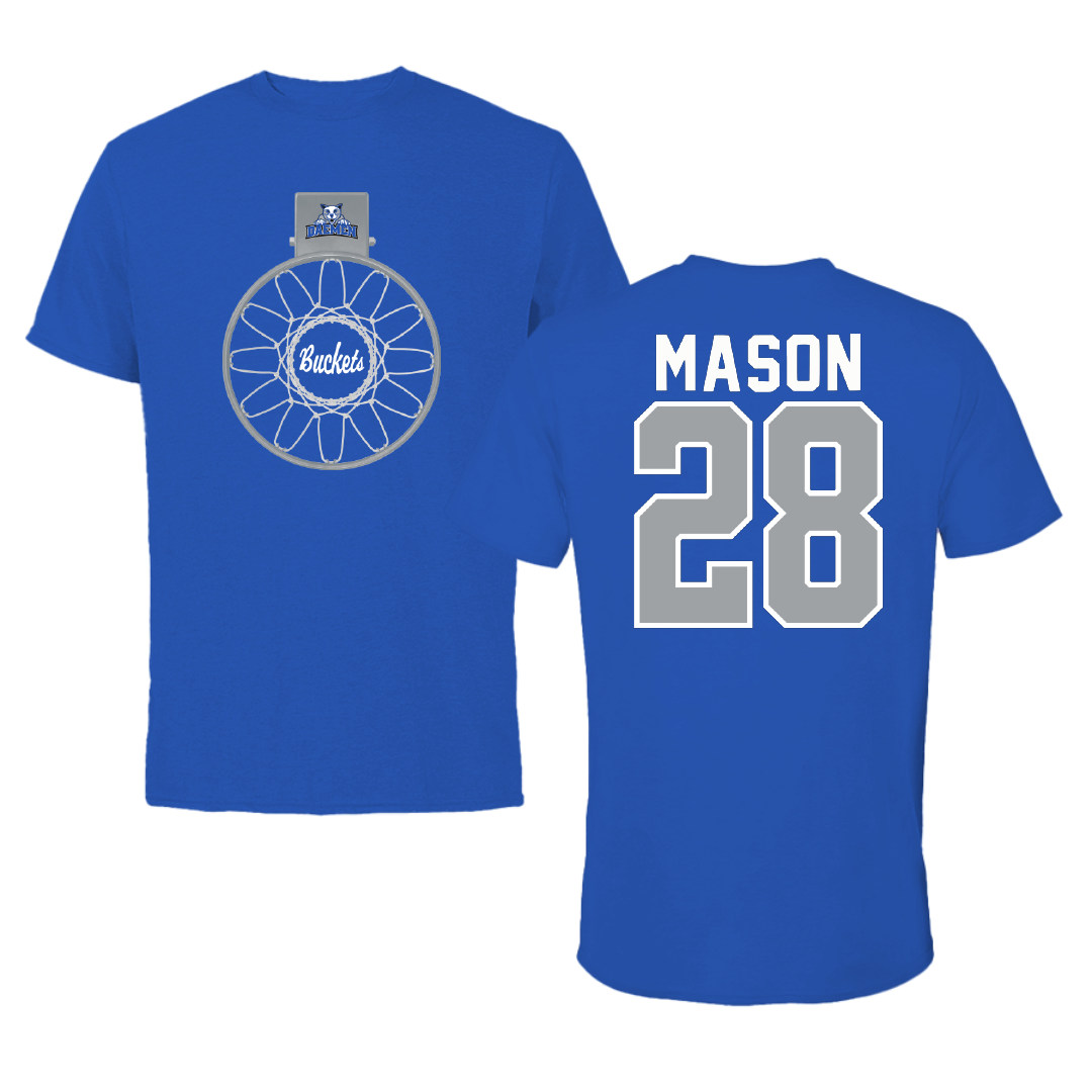 Daemen University Basketball Blue Buckets Tee - #28 Andrew Mason