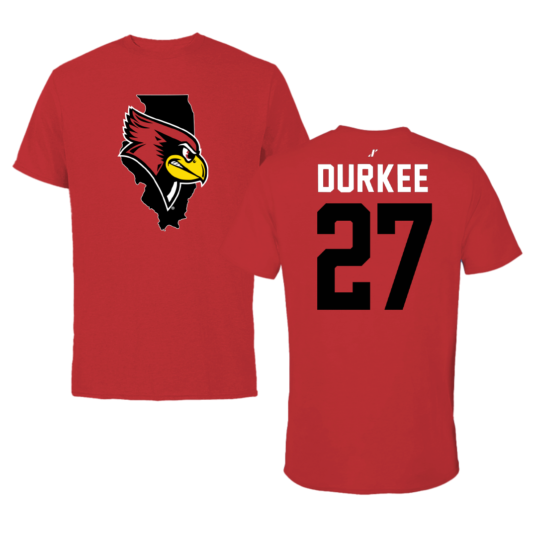 Illinois State University Soccer Red State Tee - #27 Kaya Durkee