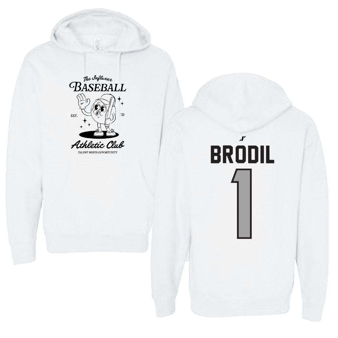 Baseball White Influxer Athletic Club Hoodie - #1 Marcus Brodil