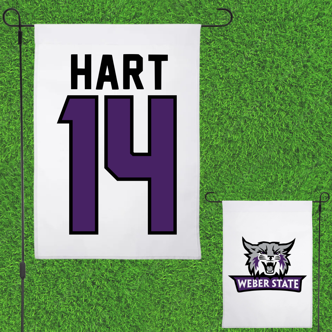Weber State University Softball White Garden Flag - #14 Jordan Hart