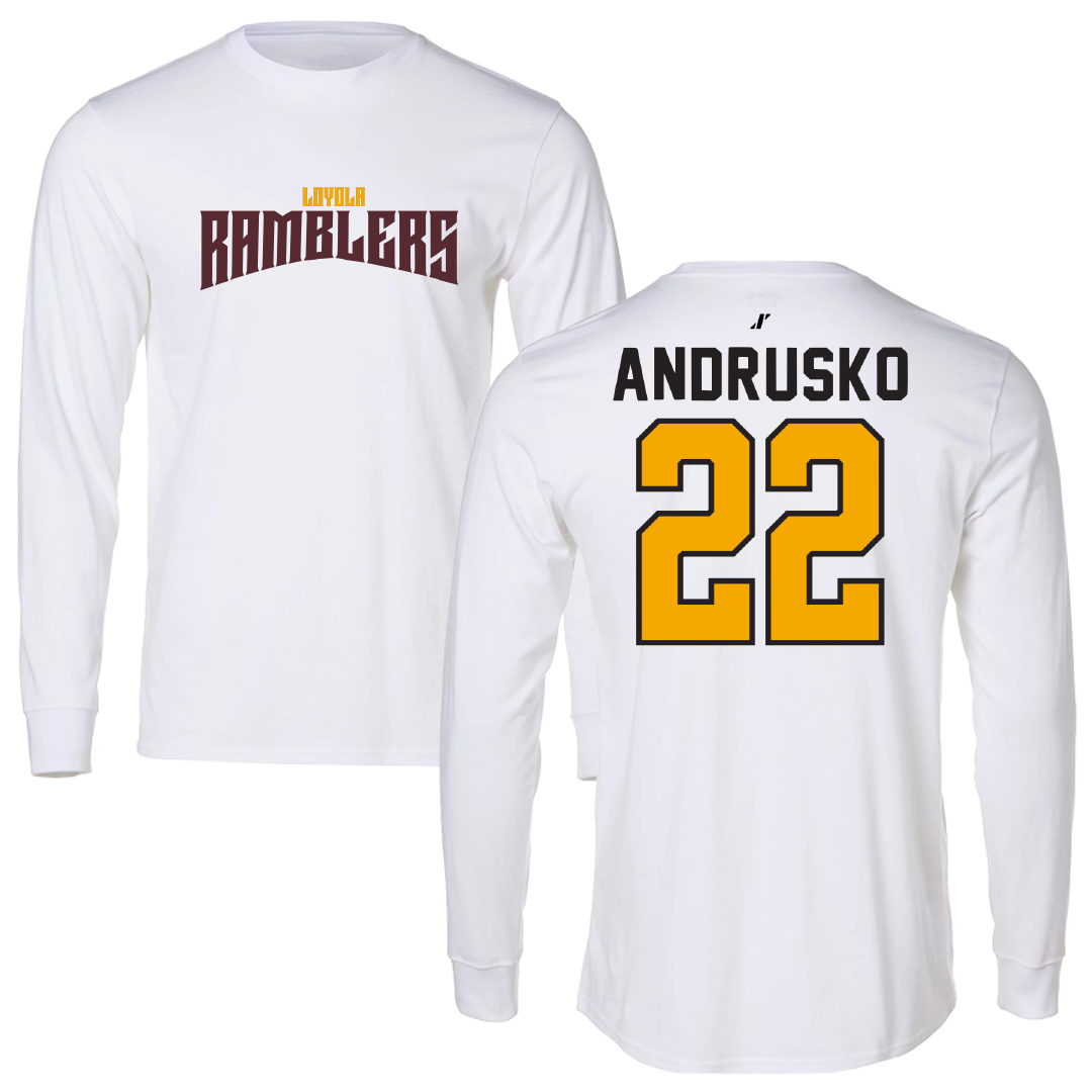 Loyola University-Chicago Soccer White Classic Long Sleeve - #22 Matthew Andrusko