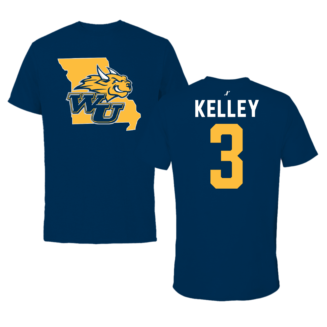 Webster University Basketball Navy State Tee - #3 Cooper Kelley