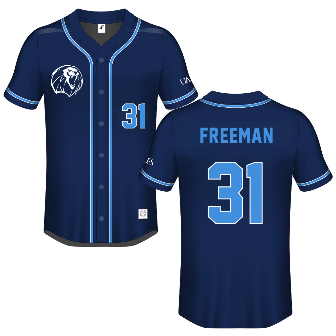 University of Arkansas-Fort Smith Blue Button-Down Jersey - #31 Nate Freeman