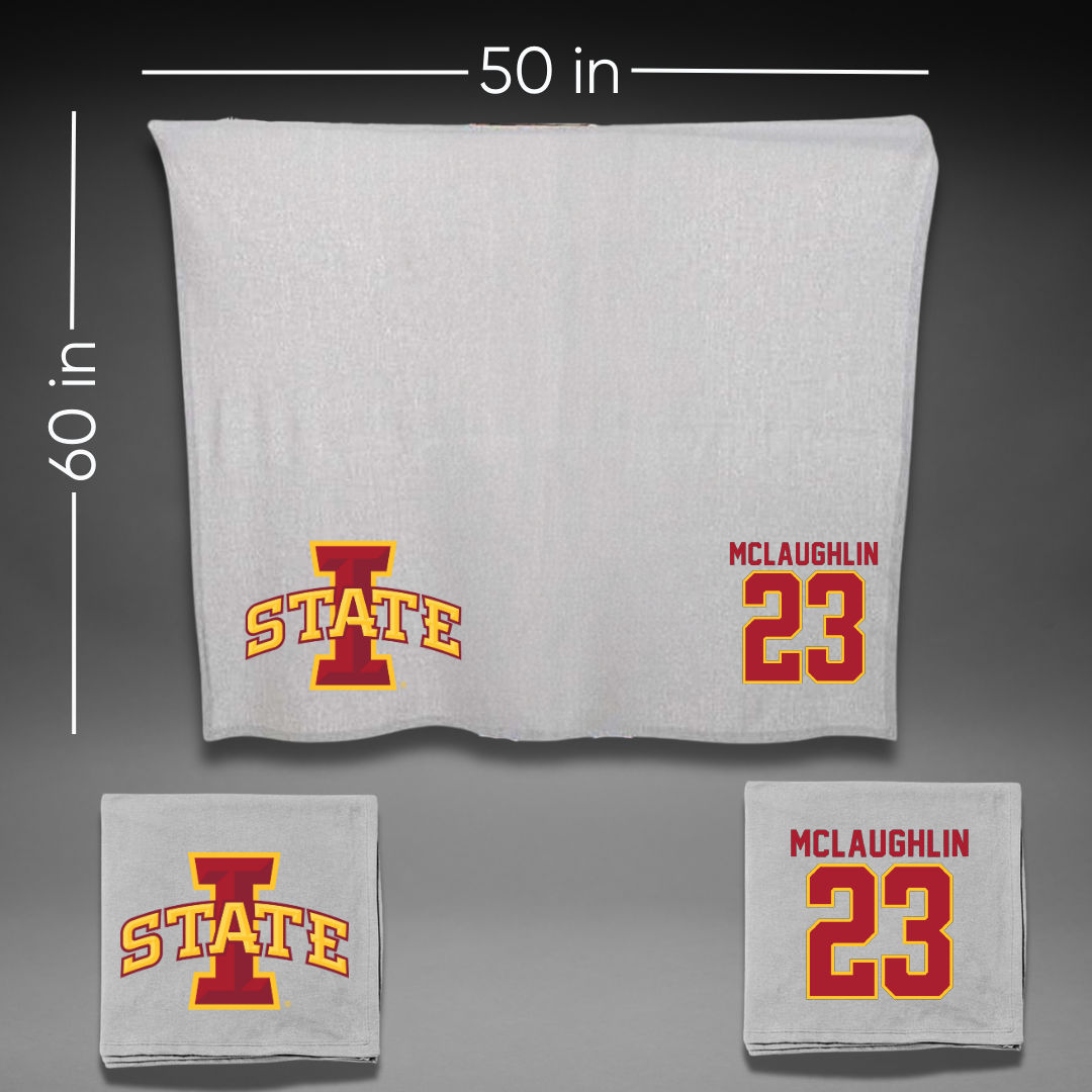 Iowa State University Football Gray Blanket - #23 Will McLaughlin