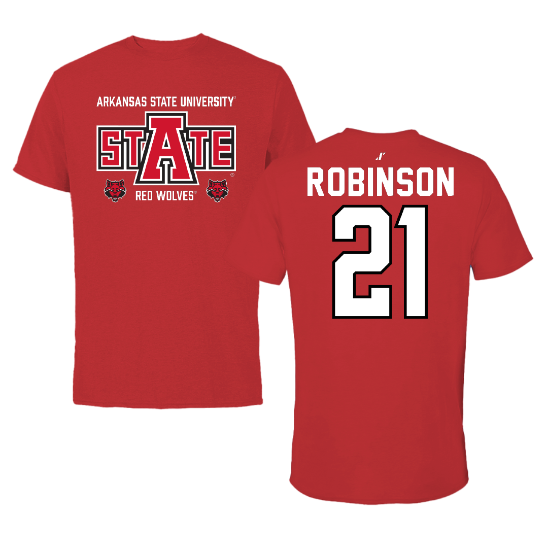 Arkansas State University Soccer Red General Performance Tee - #21 Mckenzie Robinson