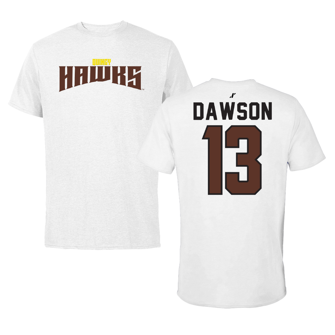 Quincy University Basketball White Classic Performance Tee - #13 Janiece Dawson