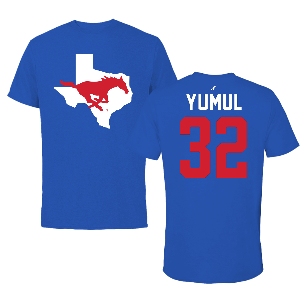 Southern Methodist University Soccer Blue State Tee - #32 Maura Yumul