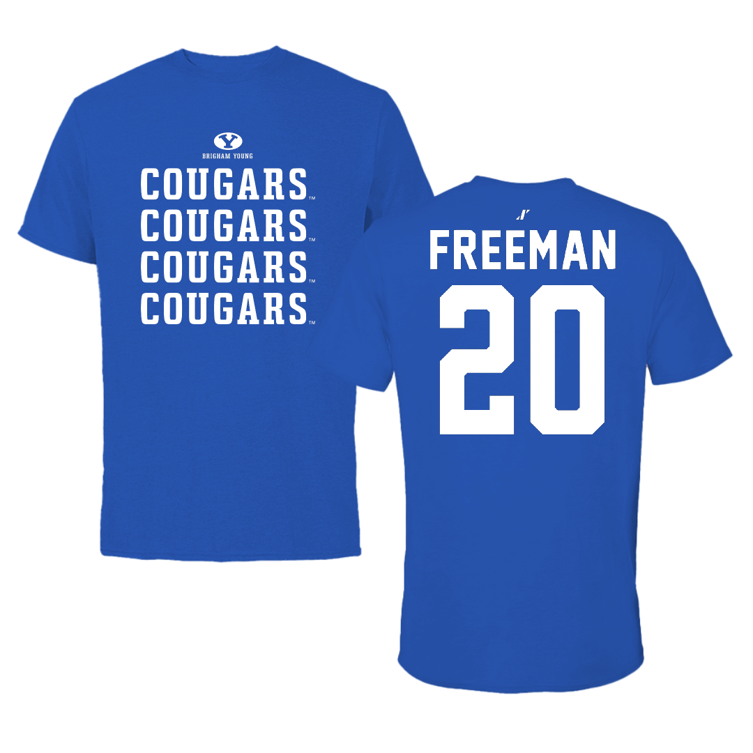Brigham Young University Soccer Blue General Tee - #20 Presley Freeman