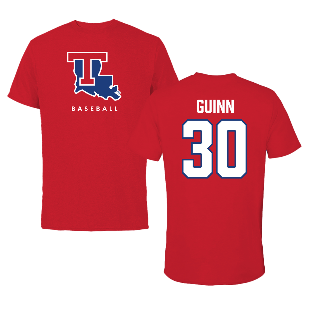 Louisiana Tech University Baseball Red Performance Tee - #30 Hutson Guinn